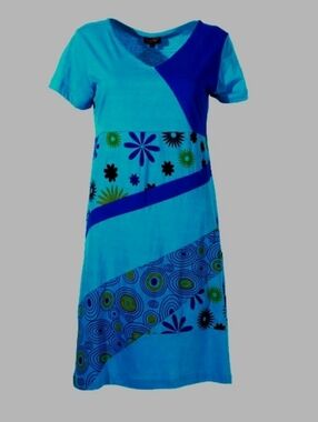 Coline Surf Cotton Tshirt Dress Floral Blue Size Large
